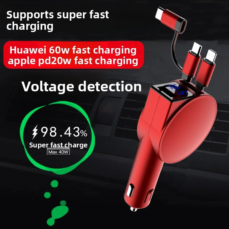 Chargeur Voiture 4-en-1 60W Rétractable