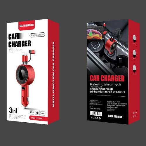 Chargeur Voiture 4-en-1 60W Rétractable